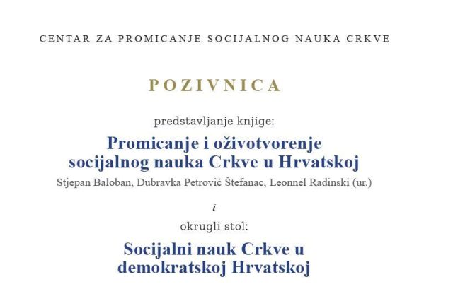 Predstavljanje knjige i okrugli stol na temu socijalnog nauka Crkve